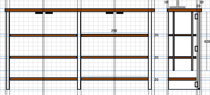 玄関収納（下駄箱）DIY設計図　内部の設計図