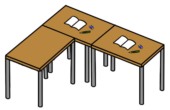 背の低いPCデスク・パソコンテーブル合体してレイアウト設計図