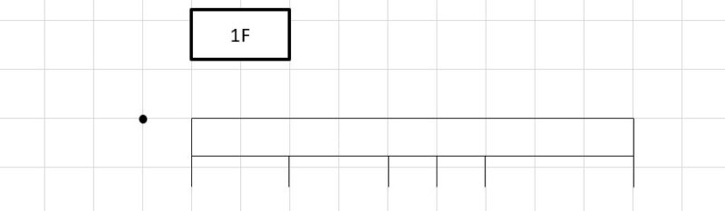 Excelで寸法線の引き方15　寸法線の交点の図形ツールの完成イメージ