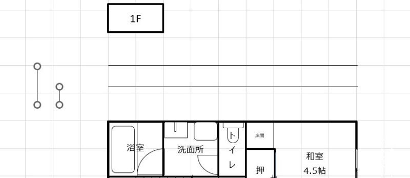 Excelで寸法線の引き方５　寸法補助線を引く